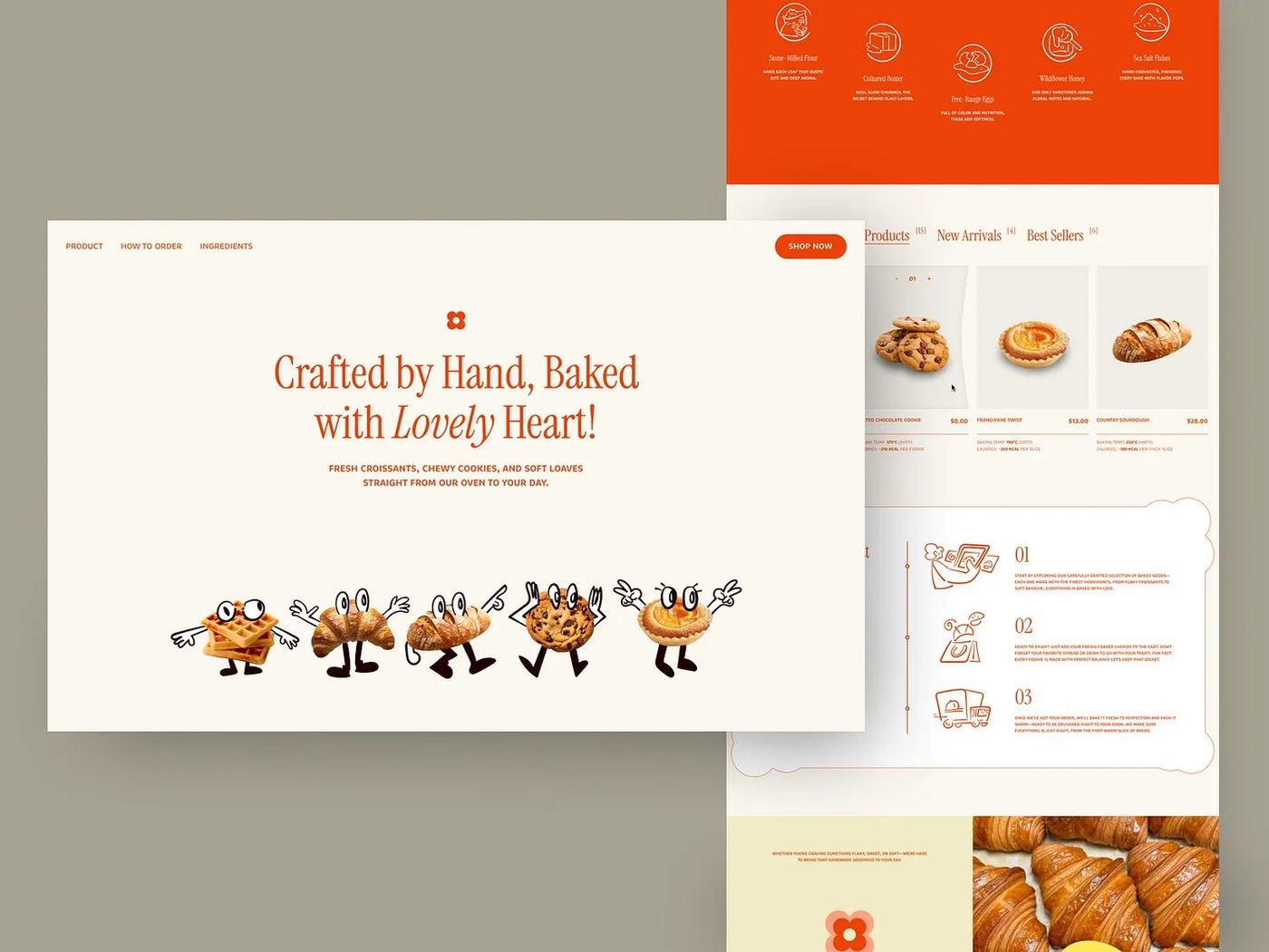 A bakery website designed as part of the brand