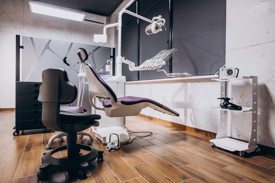 A real modern dental clinic treatment room, calm and professional