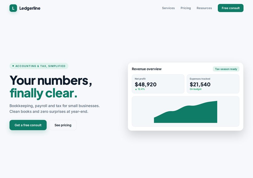 Accounting & tax website sample design