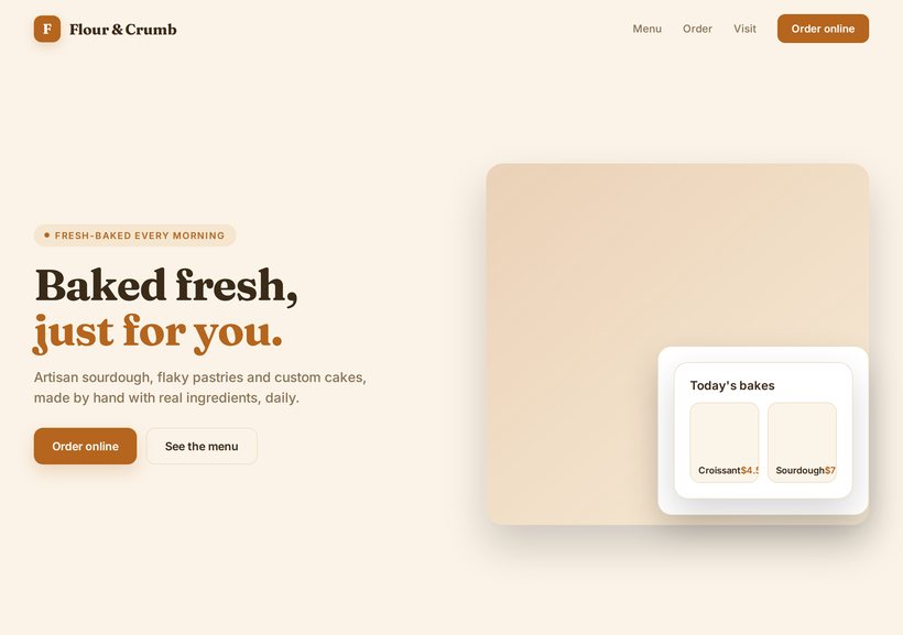 Bakery & café website sample design