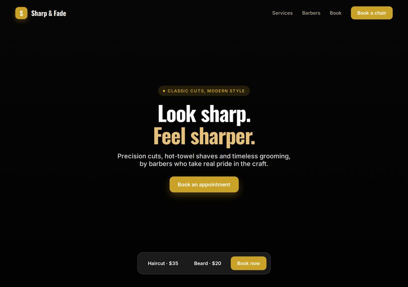 Barbershop website sample design