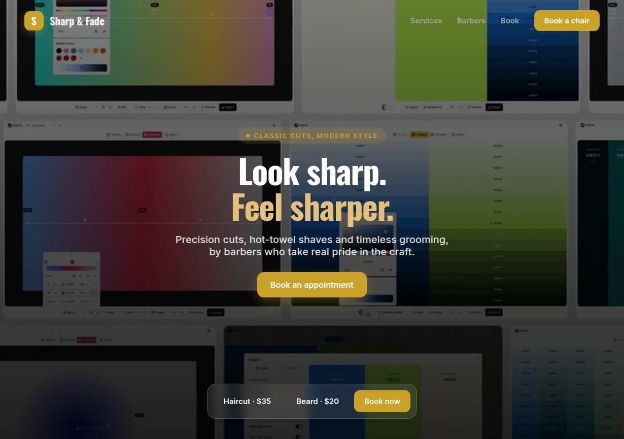 Barbershop website sample design