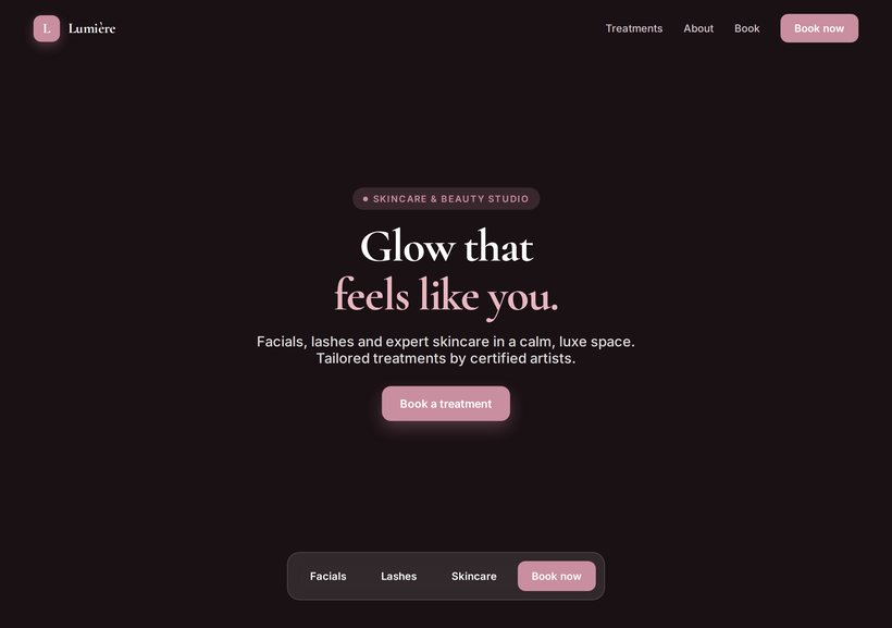 Beauty & skincare website sample design