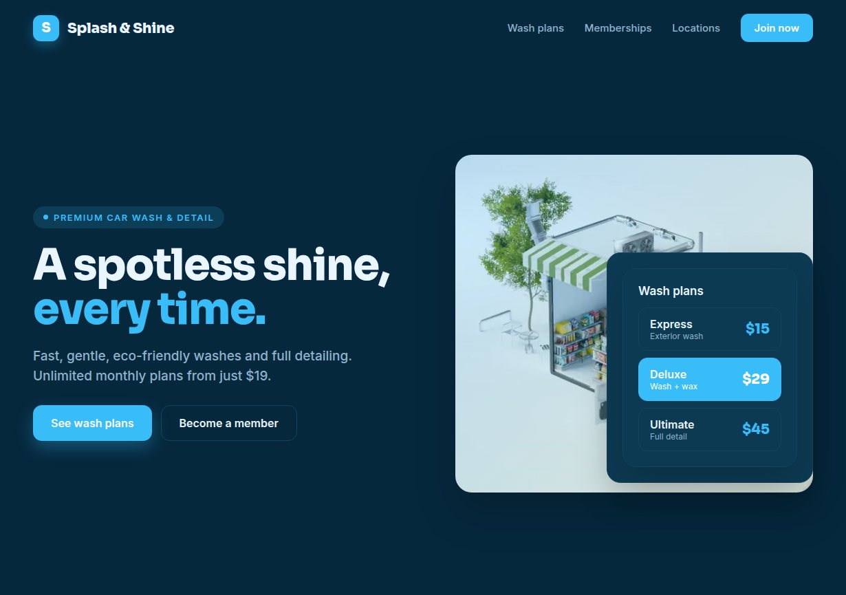 Car wash & detailing website sample design