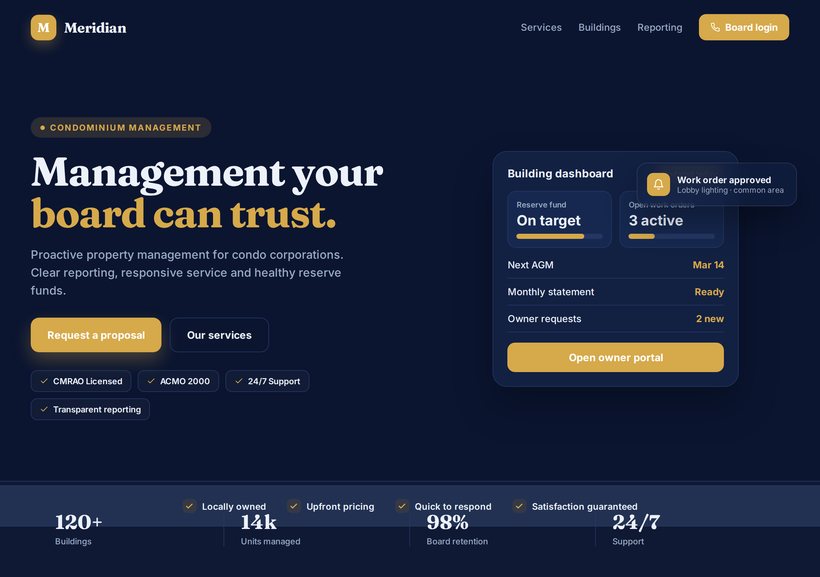 Condo management website sample design