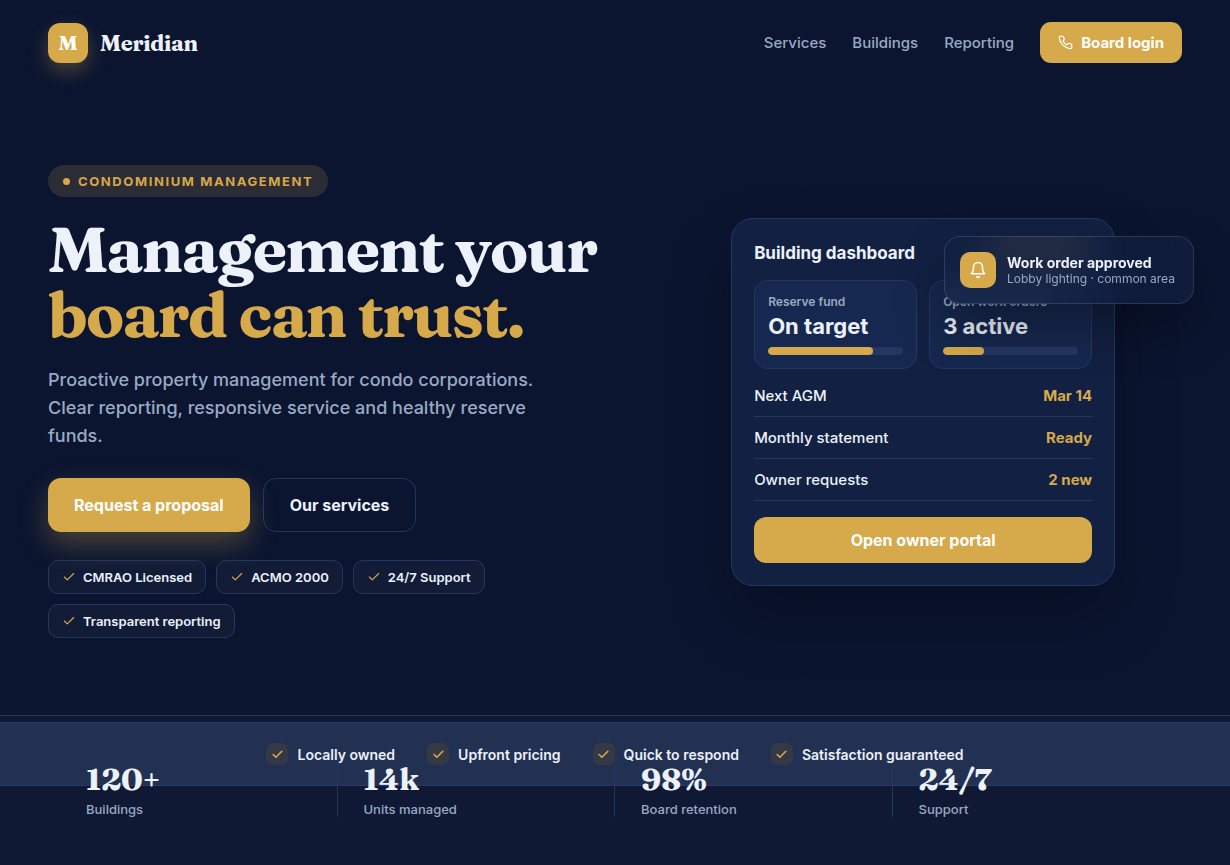 Condo management website sample design