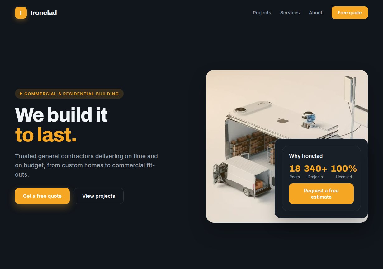Construction & building website sample design