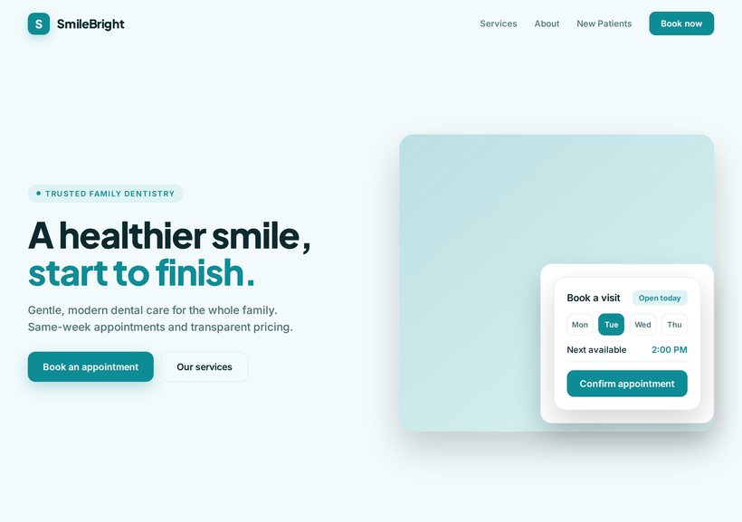 Dental clinic website sample design