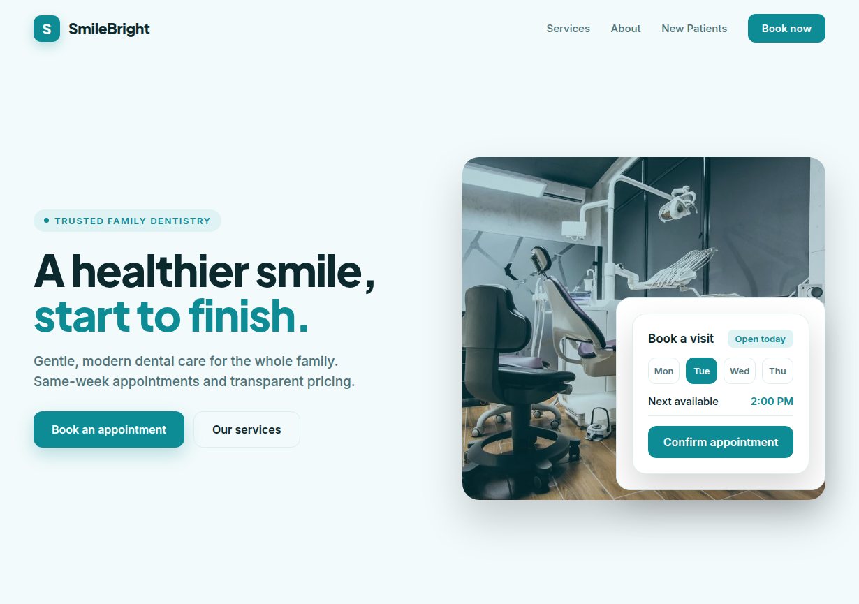 Dental clinic website sample design