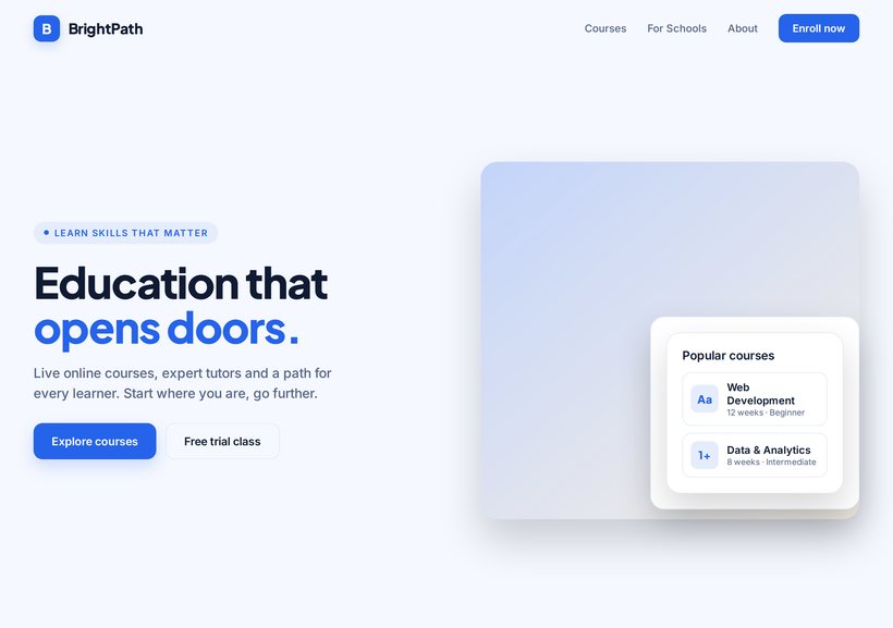Education & courses website sample design