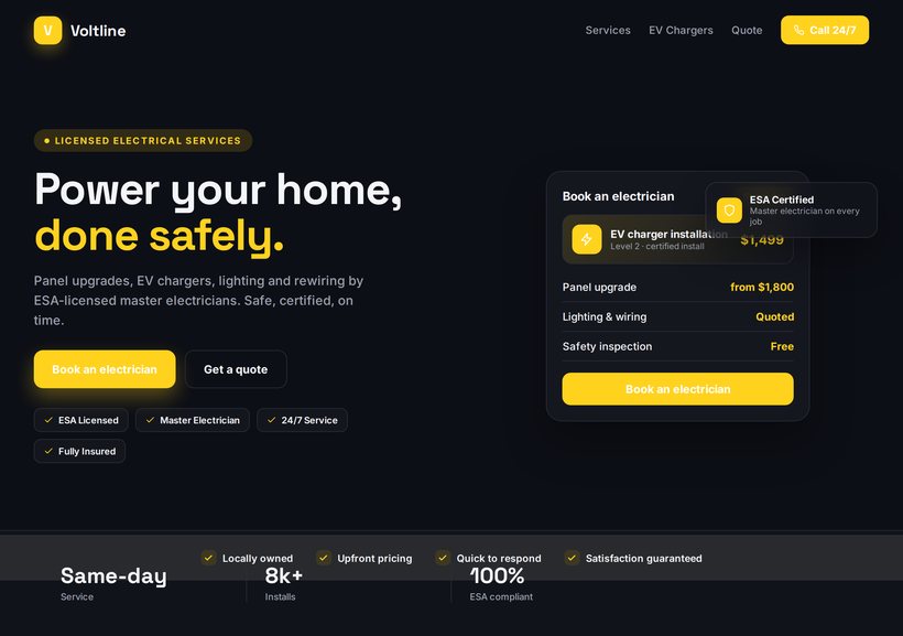 Electrician website sample design