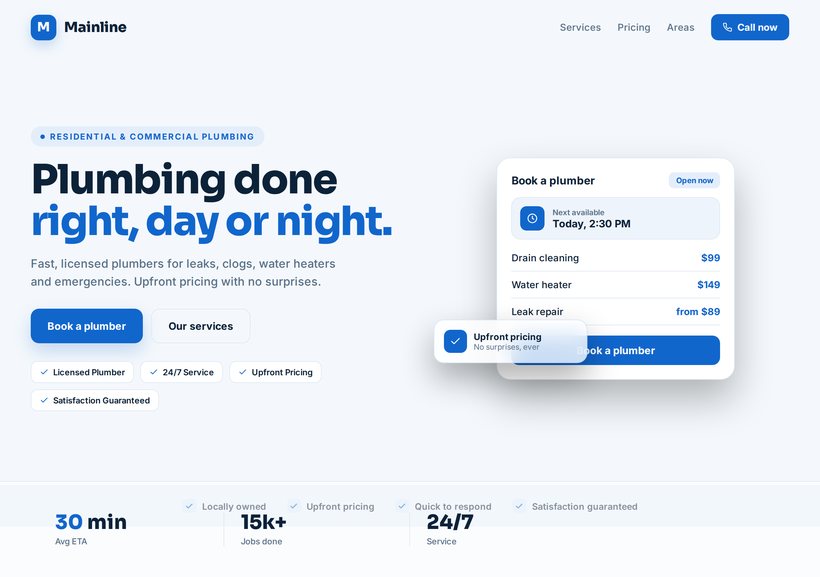 Plumbing website sample design