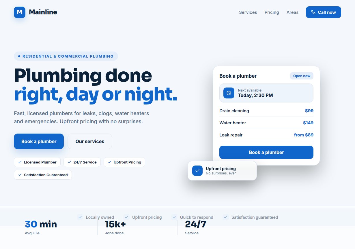 Plumbing website sample design