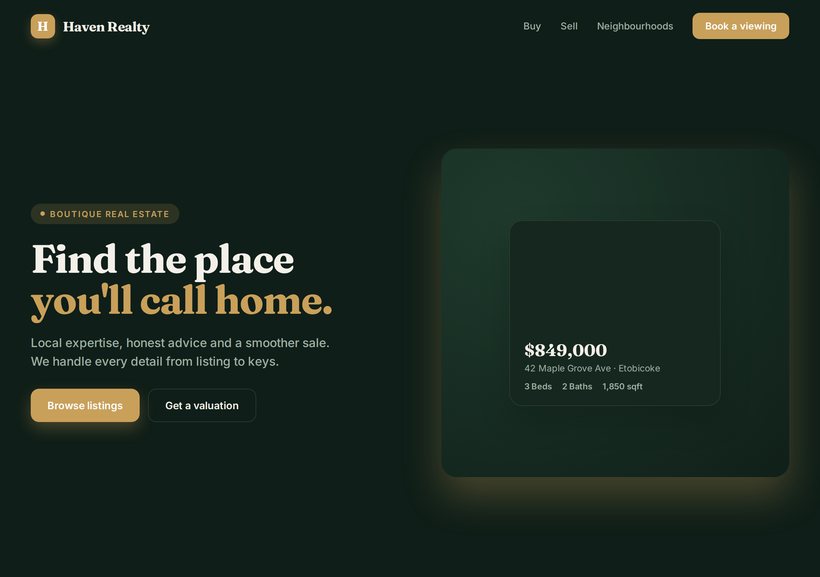 Real estate website sample design