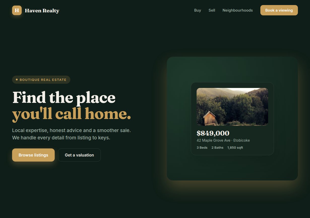 Real estate website sample design