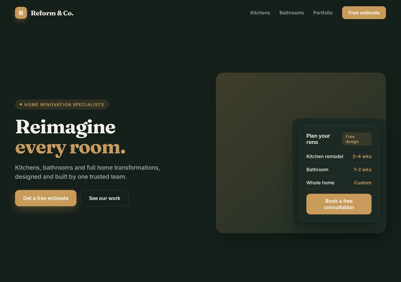 Home renovation website sample design