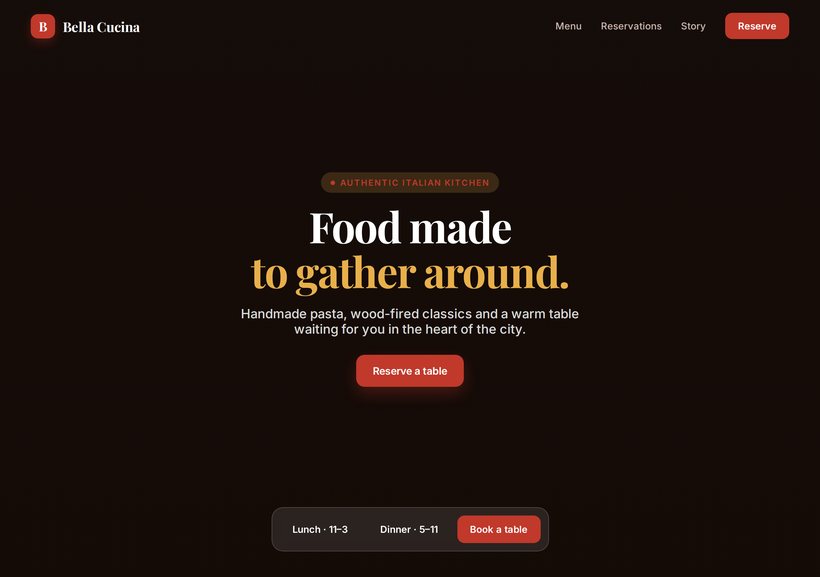 Restaurant website sample design