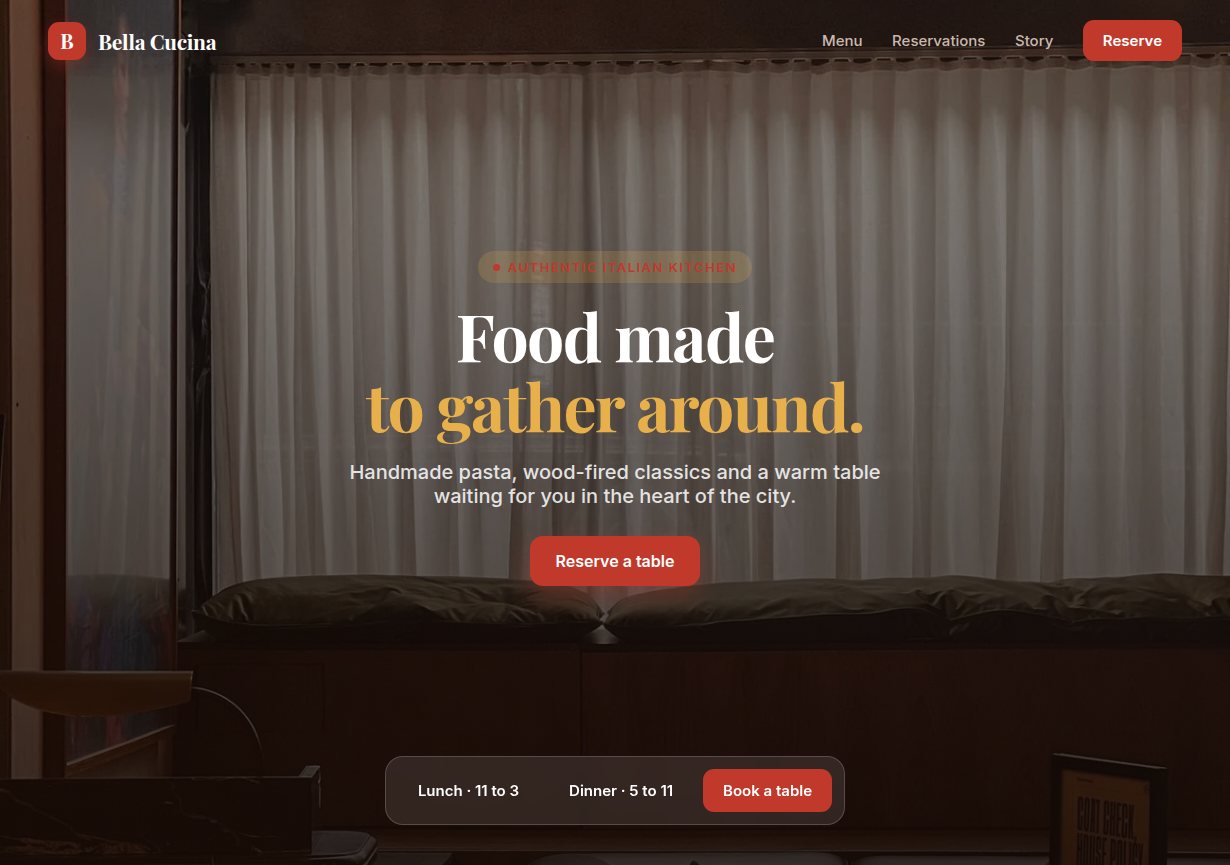 Restaurant website sample design